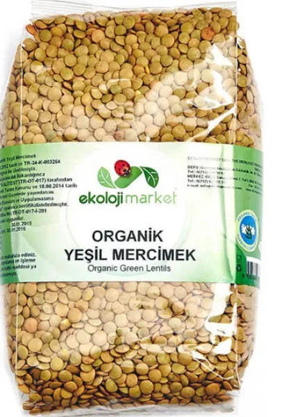 Ekoloji Market Organik Yeşil Mercimek 500 gr Bakliyat