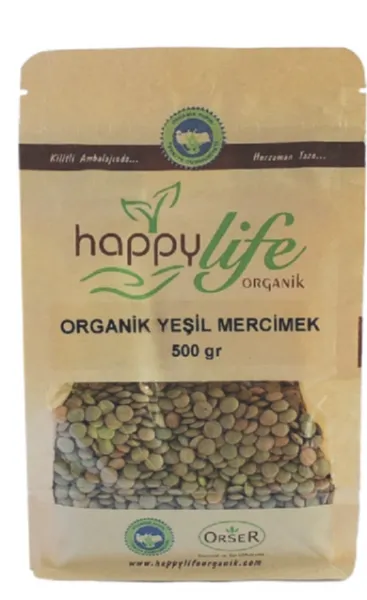 Happy Life Organik Yeşil Mercimek 500 gr Bakliyat