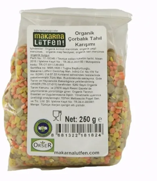 Makarna Lütfen Organik Çorbalık Tahıl Karışımı 500 gr Bakliyat