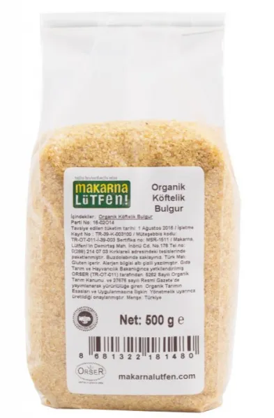 Makarna Lütfen Organik Köftelik Bulgur 500 gr Bakliyat