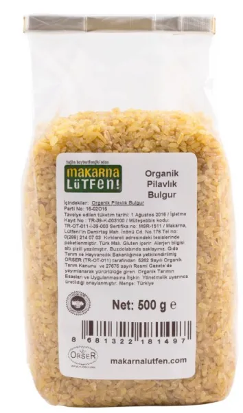 Makarna Lütfen Organik Pilavlık Bulgur 500 gr Bakliyat