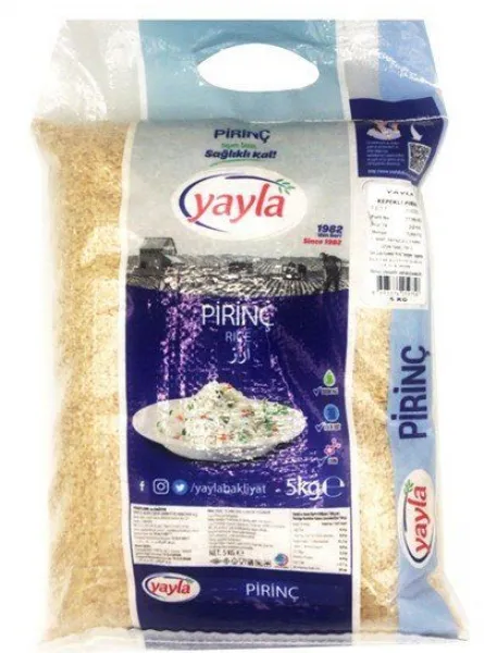 Yayla Gurme Kepekli Pirinç 5 kg Bakliyat