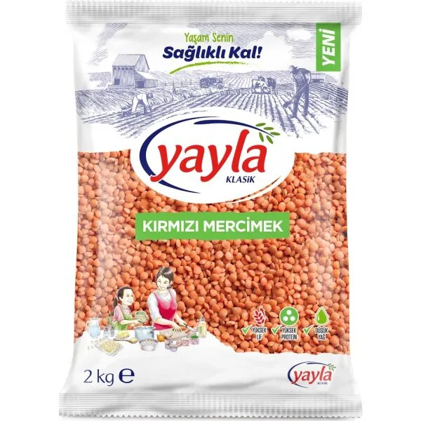 Yayla Kırmızı Mercimek 2 kg Bakliyat