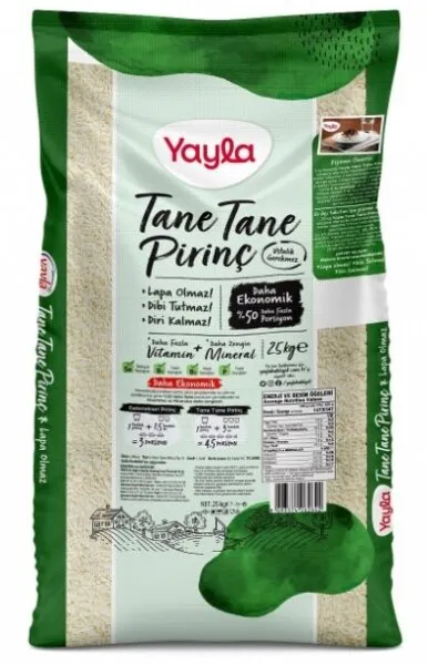 Yayla Tane Tane Pirinç 25 kg Bakliyat