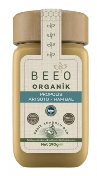 BEE'O Organik Propolis Arı Sütü Ham Bal 190 gr Bal
