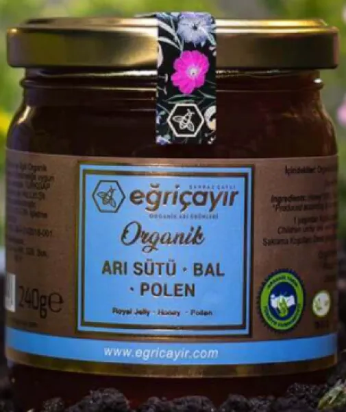 Eğriçayır Organik Arı Sütü Bal Polen 240 gr Bal