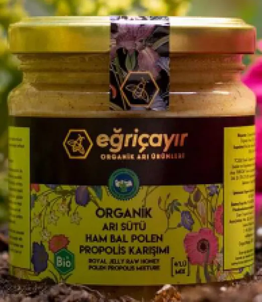 Eğriçayır Organik Arı Sütü Ham Bal Polen Propolis 240 gr Bal