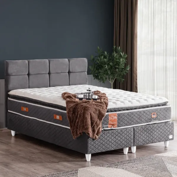 Cesur Gümüş 140x190 Baza+Başlık+Yatak Seti