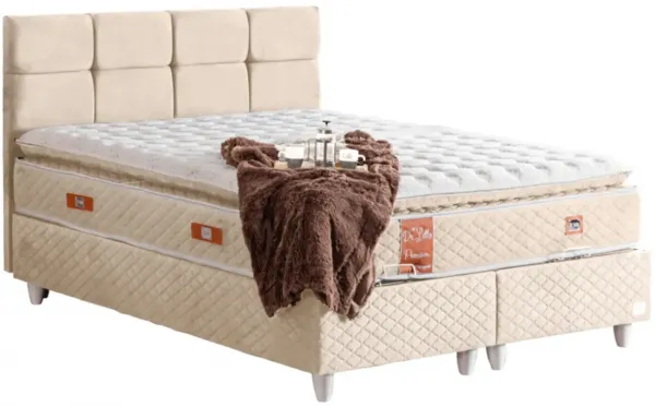 Cesur Gümüş 180x200 Baza+Başlık+Yatak Seti