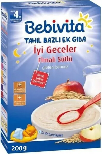 Bebivita Gece Elmalı Sütlü Tahıllı 200 gr 200 gr Kaşık Mama