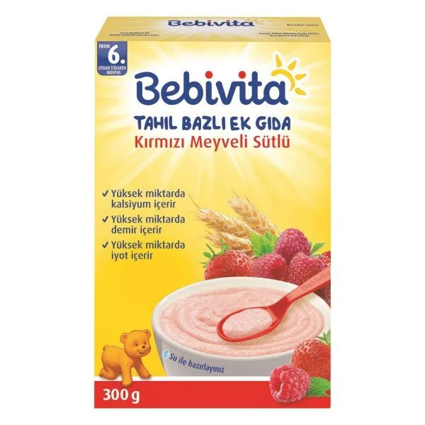 Bebivita Kırmızı Meyveli Sütlü 300 gr Kaşık Mama
