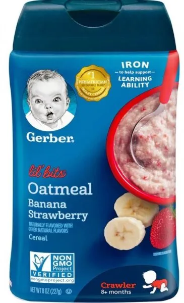 Gerber Baby Yulaf Ezmesi Mama Banana Strawberry 8 oz 227 gr Kaşık Mama