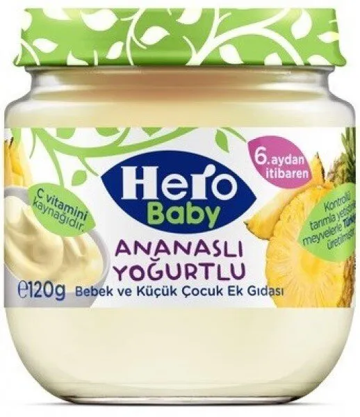 Hero Baby Ananaslı Yoğurtlu 120 gr Kavanoz Mama
