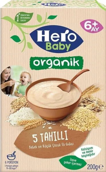 Hero Baby Organik 5 Tahıllı 200 gr Kaşık Mama