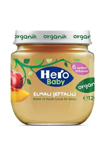 Hero Baby Organik Elmalı Şeftalili 120 gr Kavanoz Mama