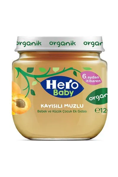 Hero Baby Organik Kayısılı Muzlu 120 gr Kavanoz Mama