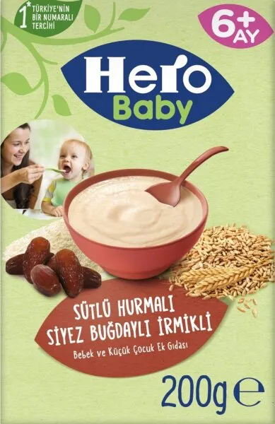 Hero Baby Sütlü Hurmalı Siyez Buğdaylı İrmikli 200 gr Kaşık Mama