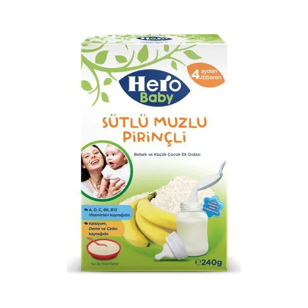 Hero Baby Sütlü Muzlu Pirinçli 240 gr Kaşık Mama