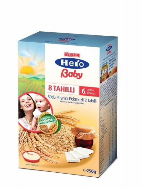 Hero Baby Sütlü Peynirli Pekmezli 8 Tahıllı 250 gr 250 gr Kaşık Mama