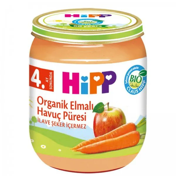 Hipp Organik Elmalı Havuç Püresi 125 gr Kavanoz Mama