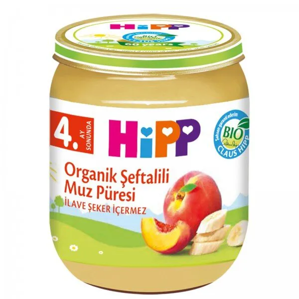 Hipp Organik Şeftali Muz Püresi 125 gr Kavanoz Mama