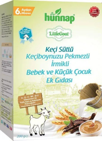 Hünnap Keçi Sütlü Keçiboynuzu Pekmezli İrmikli 200 gr Kaşık Mama