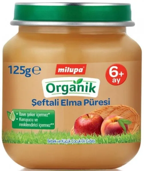 Milupa Organik Şeftali Elma 125 gr Kavanoz Mama