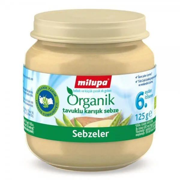 Milupa Organik Tavuklu Karışık Sebze 125 gr Kavanoz Mama