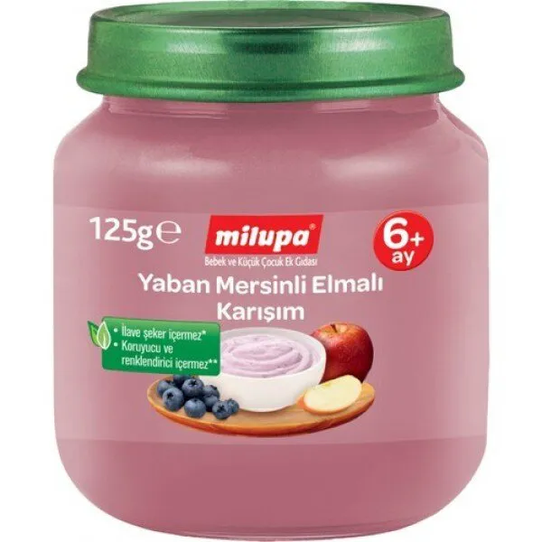 Milupa Yabanmersinli Elmalı Karışım 125 gr Kavanoz Mama