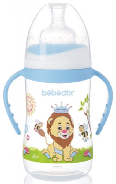 Bebedor B-88322 Desenli Geniş Ağız Kulplu 250 ml Biberon