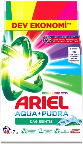 Ariel Aquapudra Dağ Esintisi Renklilere Özel Toz Çamaşır Deterjanı 7 kg Deterjan