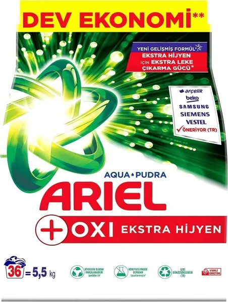 Ariel Aquapudra Oxi Ekstra Hijyen Toz Çamaşır Deterjanı 5.5 kg Deterjan