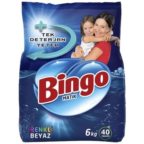 Bingo Matik Renkli Beyaz Toz Çamaşır Deterjanı 6 kg Deterjan