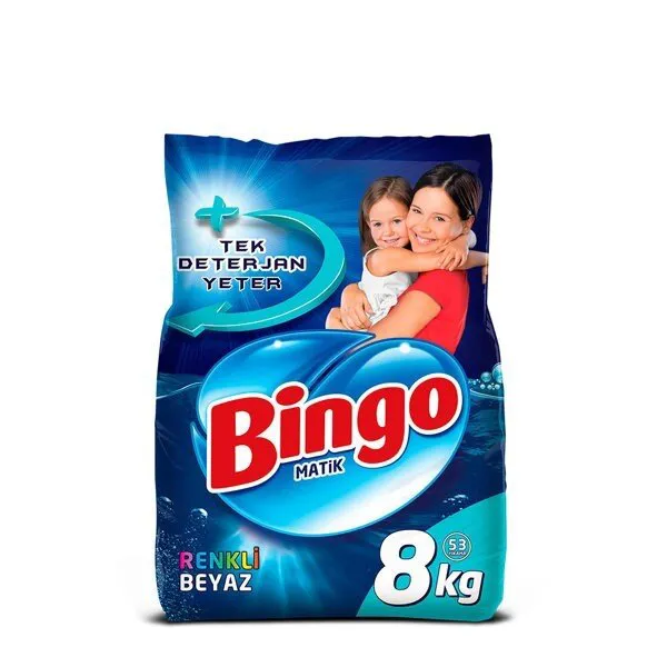 Bingo Matik Renkli Beyaz Toz Çamaşır Deterjanı 8 kg Deterjan
