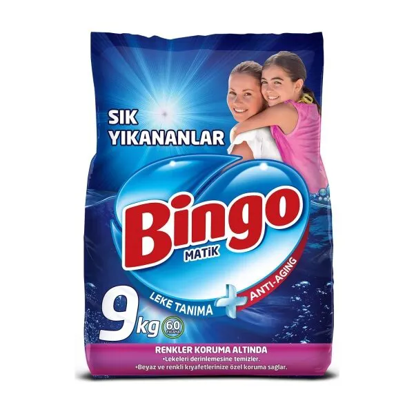 Bingo Matik Sık Yıkananlar Toz Çamaşır Deterjanı 9 kg Deterjan