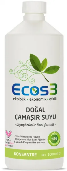 Ecos3 Ekolojik Vegan Çamaşır Suyu 1 lt Deterjan