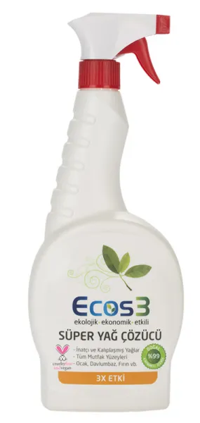 Ecos3 Ekolojik Vegan Süper Yağ Çözücü Sprey 750 ml Deterjan