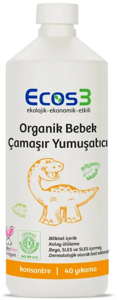 Ecos3 Organik Bebek Çamaşır Yumuşatıcı 40 Yıkama Deterjan