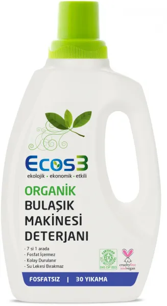 Ecos3 Organik Vegan Sıvı Bulaşık Makinesi Deterjanı 30 Yıkama Deterjan