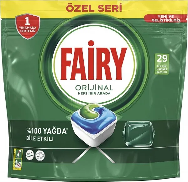 Fairy Orijinal Hepsi Bir Arada Tablet Bulaşık Makinesi Deterjanı 29 Adet Deterjan