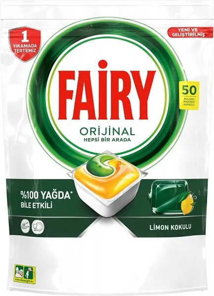 Fairy Orijinal Hepsi Bir Arada Tablet Bulaşık Makinesi Deterjanı 50 Adet Deterjan