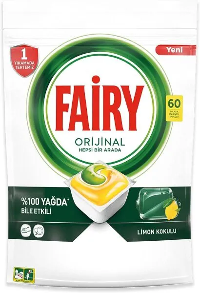 Fairy Orijinal Hepsi Bir Arada Tablet Bulaşık Makinesi Deterjanı 60 Adet Deterjan