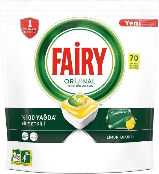 Fairy Orijinal Hepsi Bir Arada Tablet Bulaşık Makinesi Deterjanı 70 Adet Deterjan