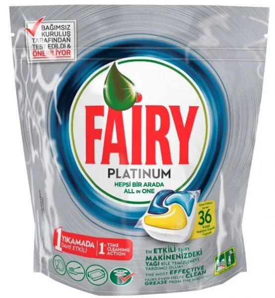 Fairy Platinum Hepsi Bir Arada Tablet Bulaşık Makinesi Deterjanı 36 Adet Deterjan