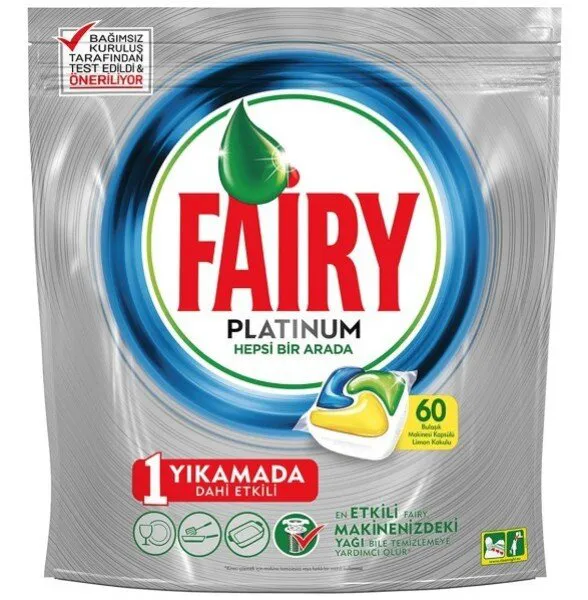 Fairy Platinum Hepsi Bir Arada Tablet Bulaşık Makinesi Deterjanı 60 Adet Deterjan