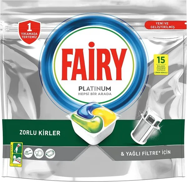 Fairy Platinum Hepsi Bir Arada Tablet Bulaşık Deterjanı 15 Adet Deterjan