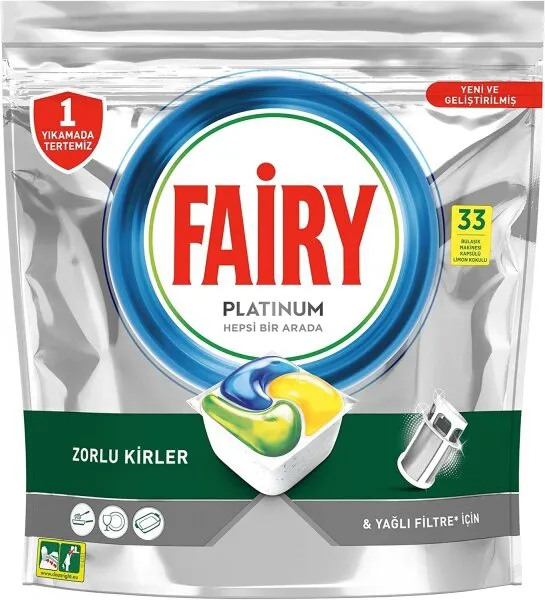 Fairy Platinum Hepsi Bir Arada Tablet Bulaşık Deterjanı 33 Adet Deterjan