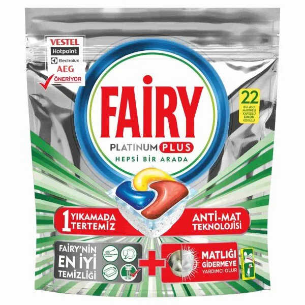 Fairy Platinum Plus Hepsi Bir Arada Tablet Bulaşık Deterjanı 22 Adet Deterjan