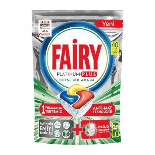 Fairy Platinum Plus Hepsi Bir Arada Tablet Bulaşık Deterjanı 40 Adet Deterjan