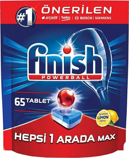 Finish Hepsi 1 Arada Limon Tablet Bulaşık Makinesi Deterjanı 65 Adet Deterjan